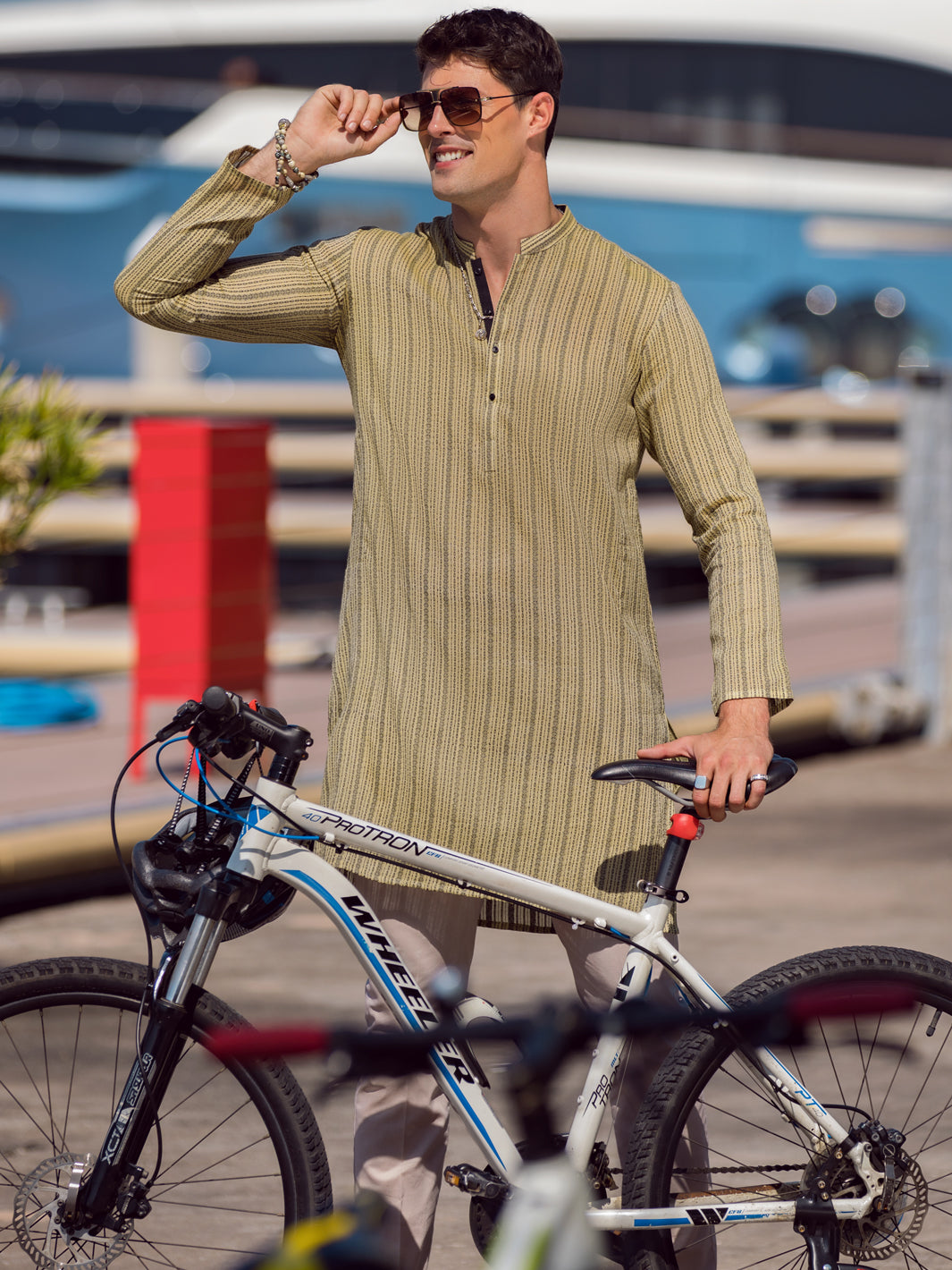 Olive Green Cotton Kurta - AL-K-1059