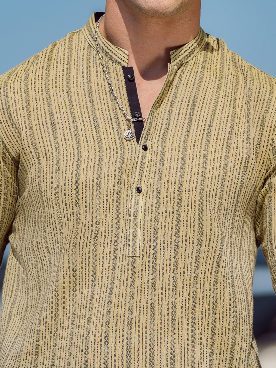 Olive Green Cotton Kurta - AL-K-1059