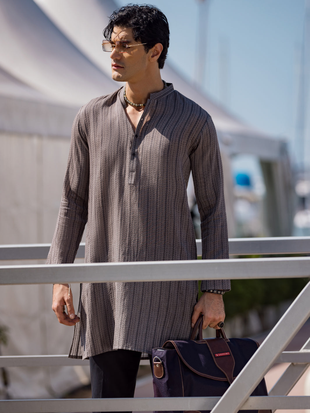 Grey Cotton Kurta - AL-K-1062