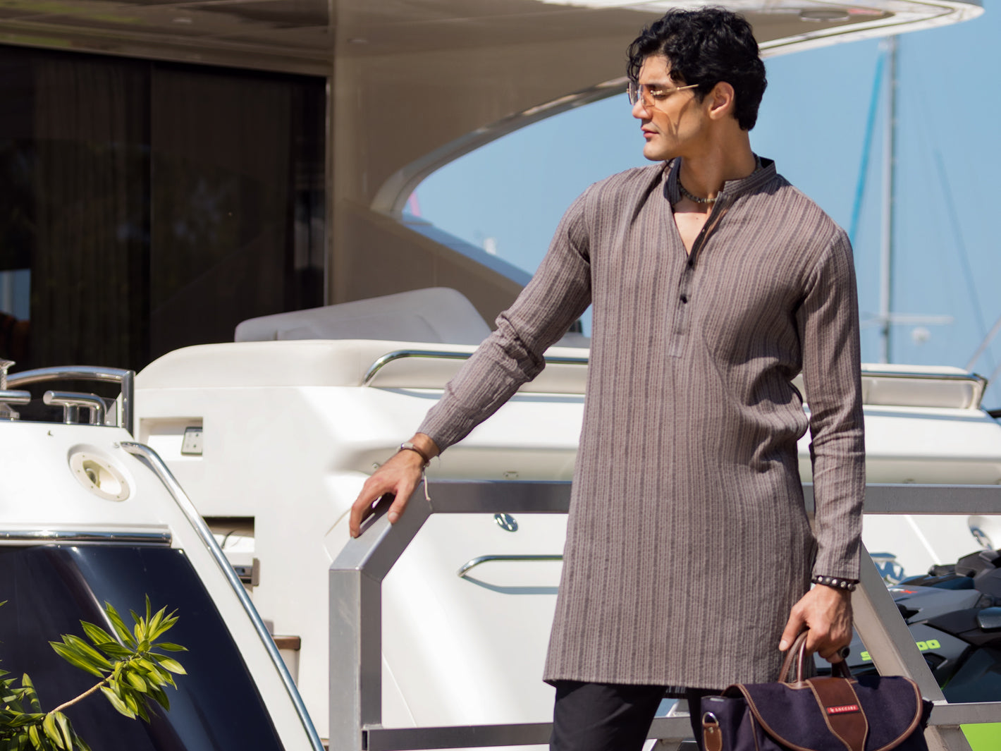 Grey Cotton Kurta - AL-K-1062