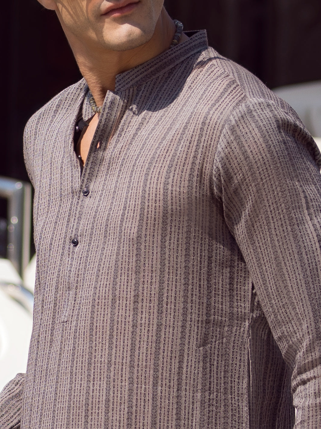 Grey Cotton Kurta - AL-K-1062