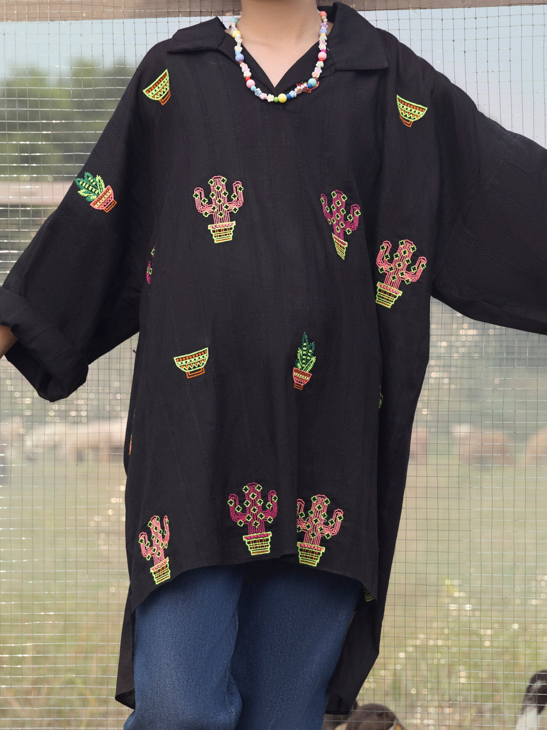 Black Cotton Kurti - ALT-LK-1063
