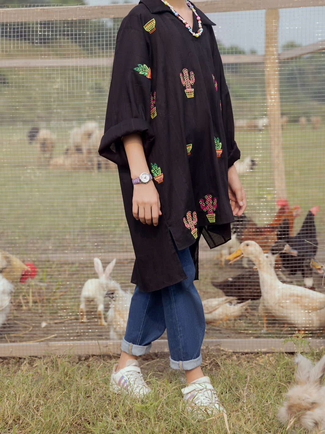 Black Cotton Kurti - ALT-LK-1063