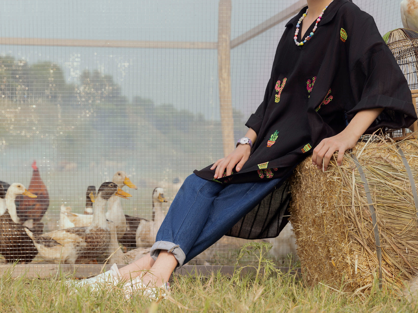 Black Cotton Kurti - ALT-LK-1063