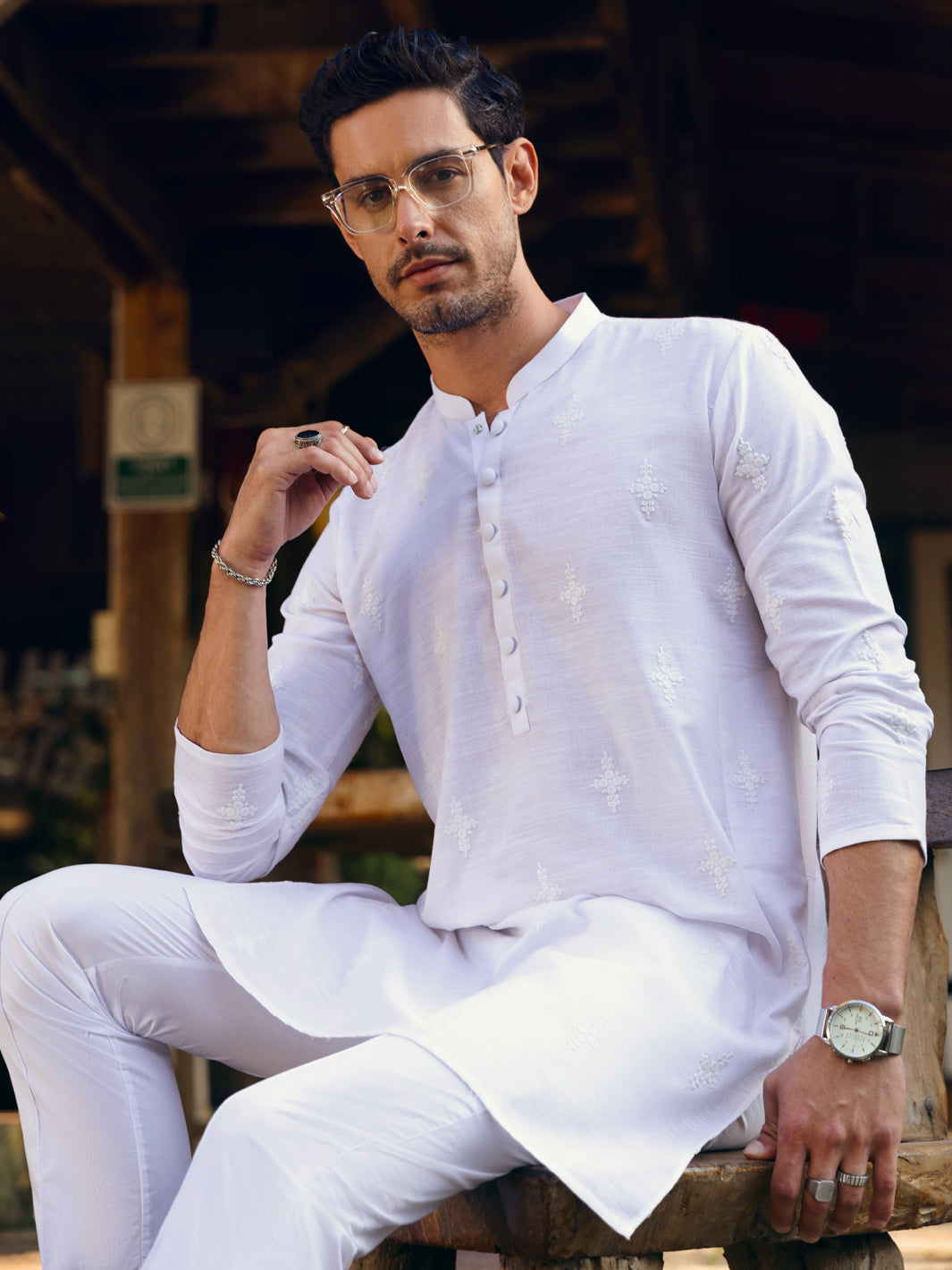 White Cotton Kurta - AL-K-1063C