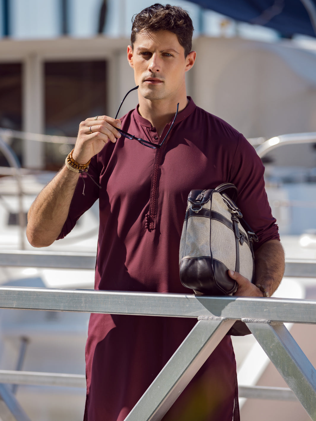 Maroon Blended Kurta - AL-K-1068C