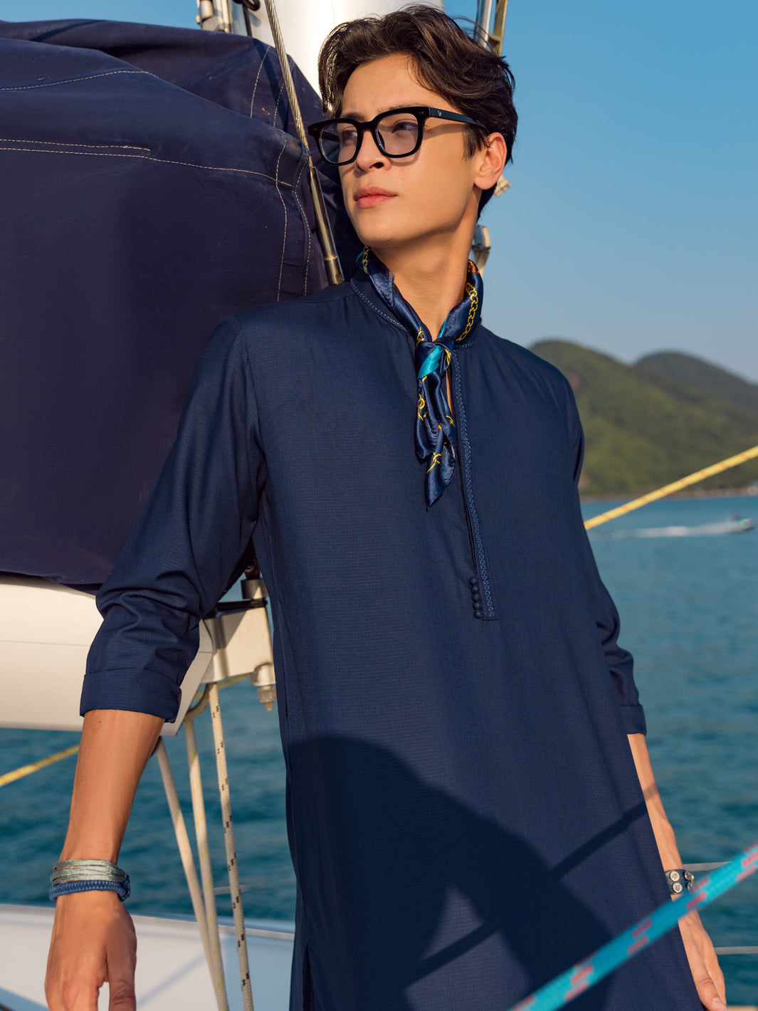 Dark Blue Blended Kurta - AL-K-1068D