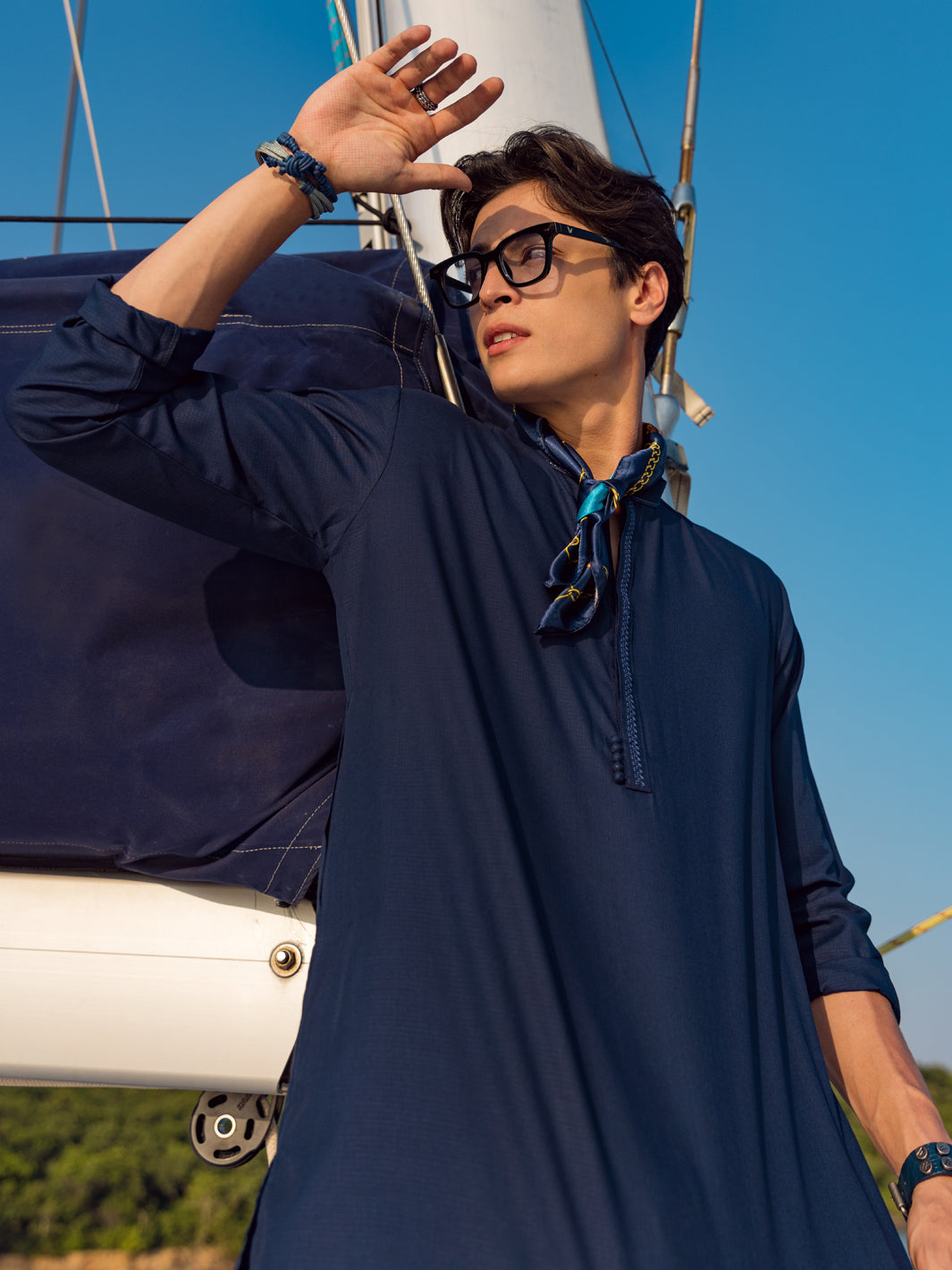 Dark Blue Blended Kurta - AL-K-1068D
