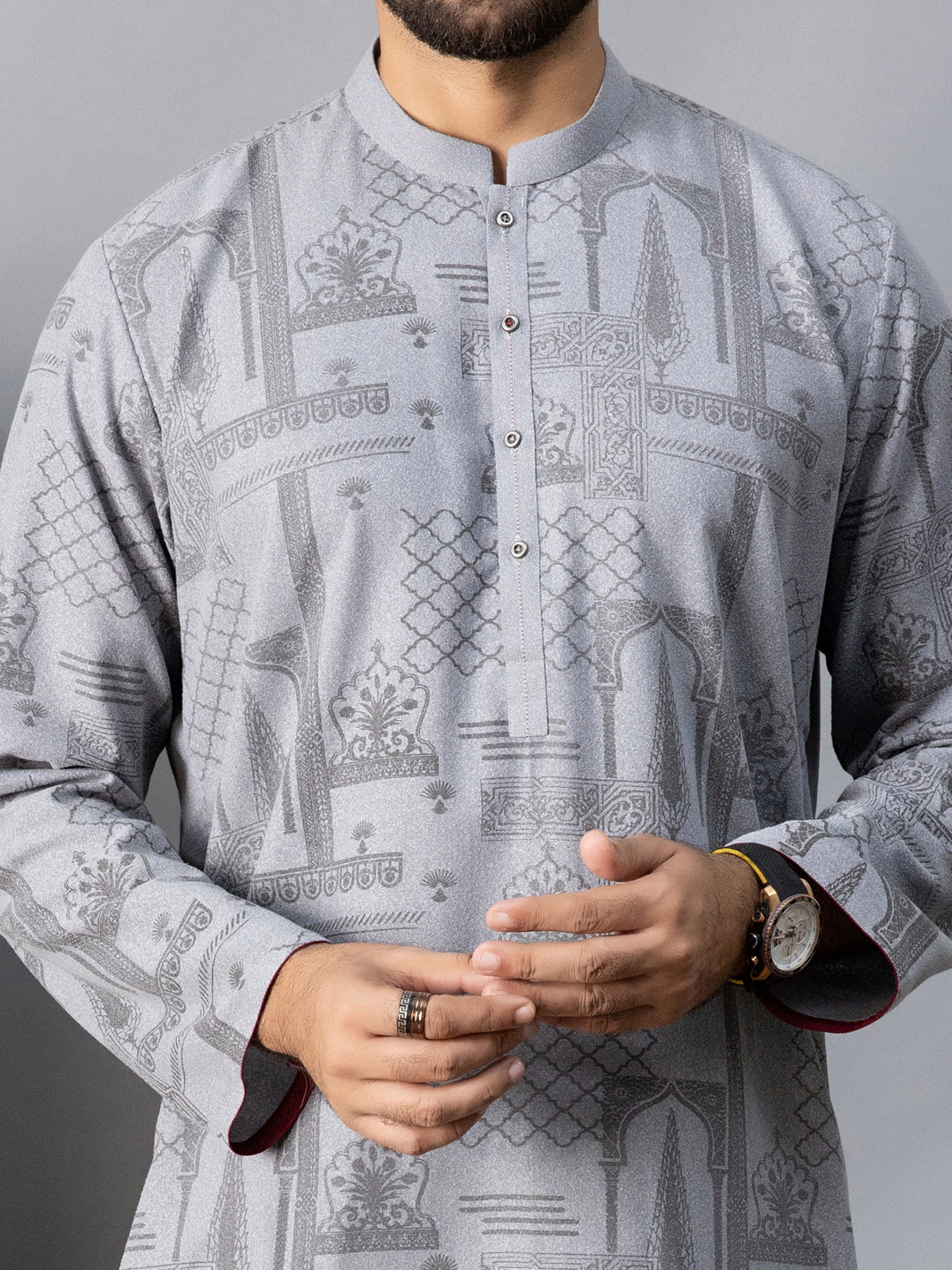 Light Grey Blended Kurta - AL-K-1081