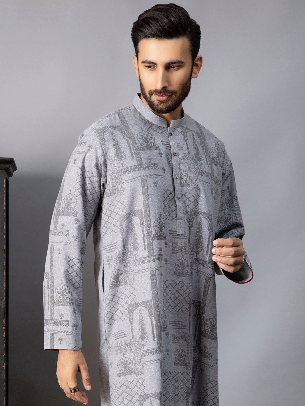 Light Grey Blended Kurta - AL-K-1081