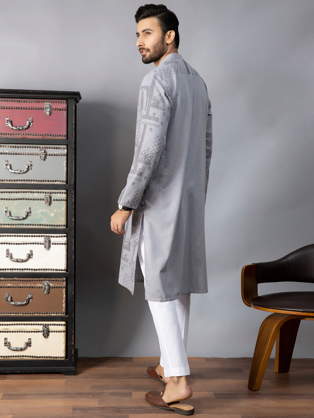 Light Grey Blended Kurta - AL-K-1081