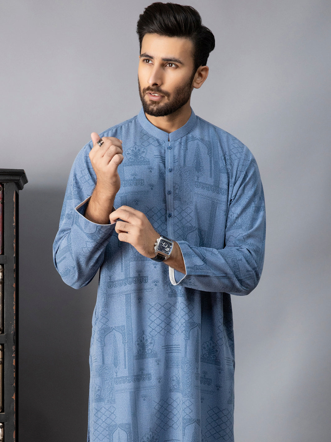 Blue Blended Kurta - AL-K-1082