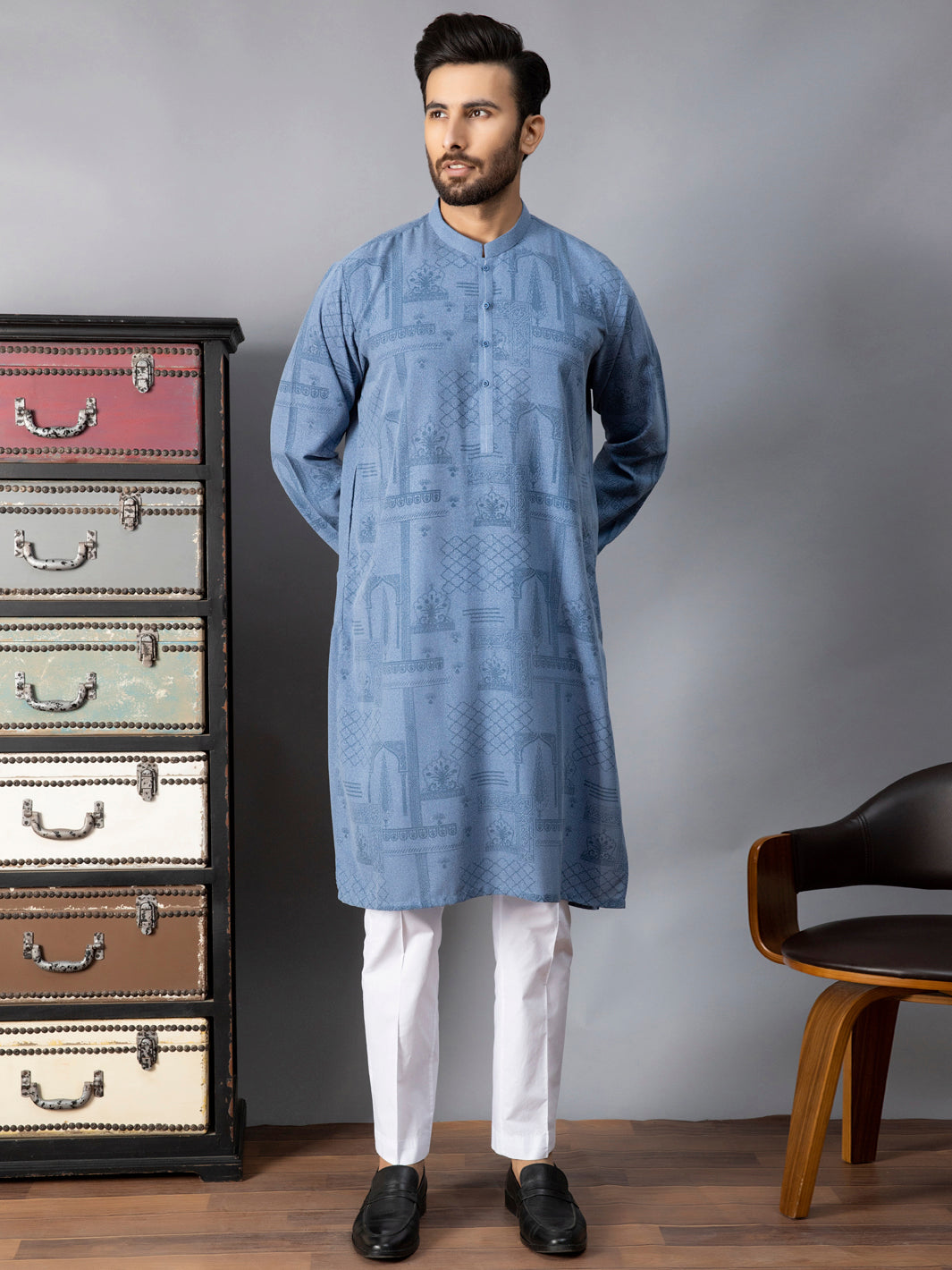 Blue Blended Kurta - AL-K-1082