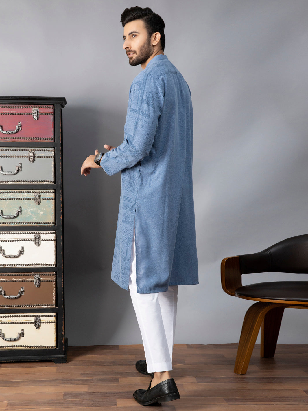 Blue Blended Kurta - AL-K-1082