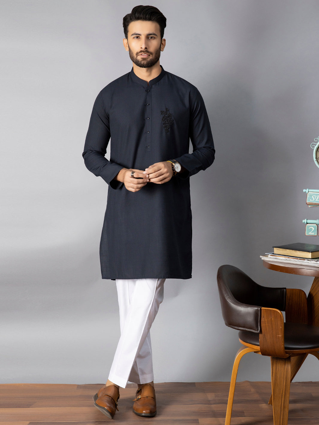 Blue Kurta - AL-K-1084A