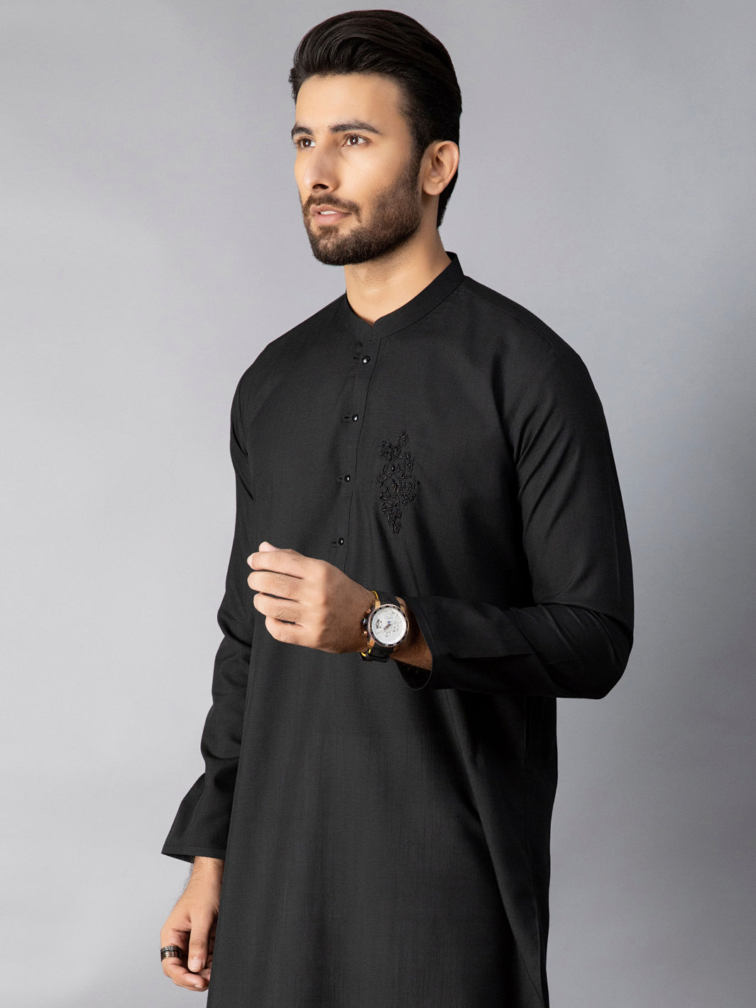 Black Blended Kurta - AL-K-1084B