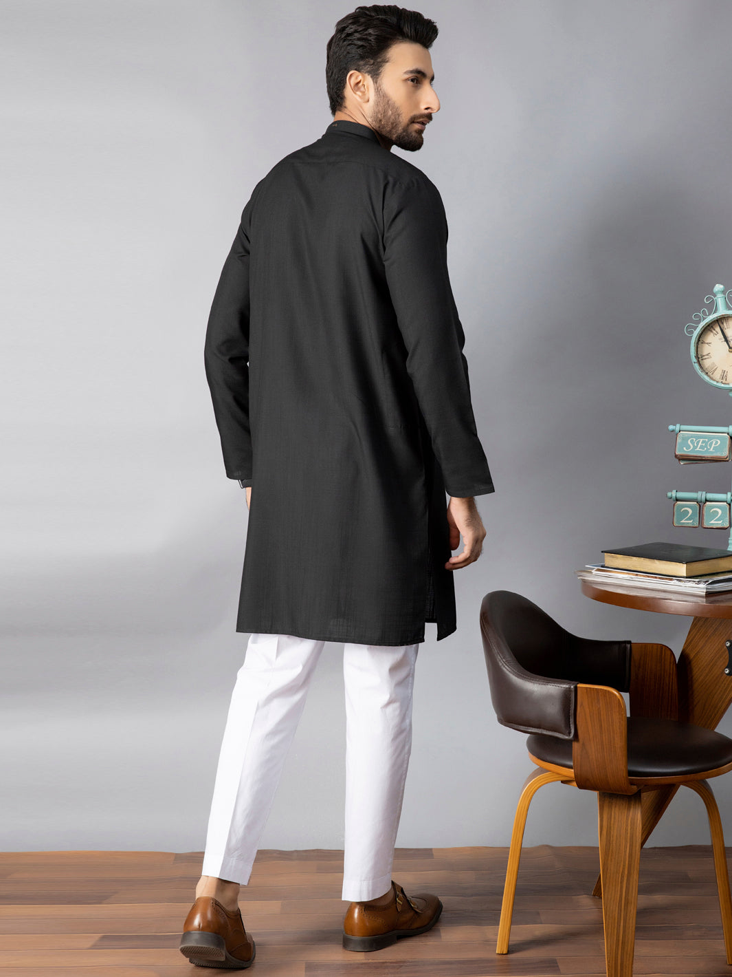 Black Blended Kurta - AL-K-1084B