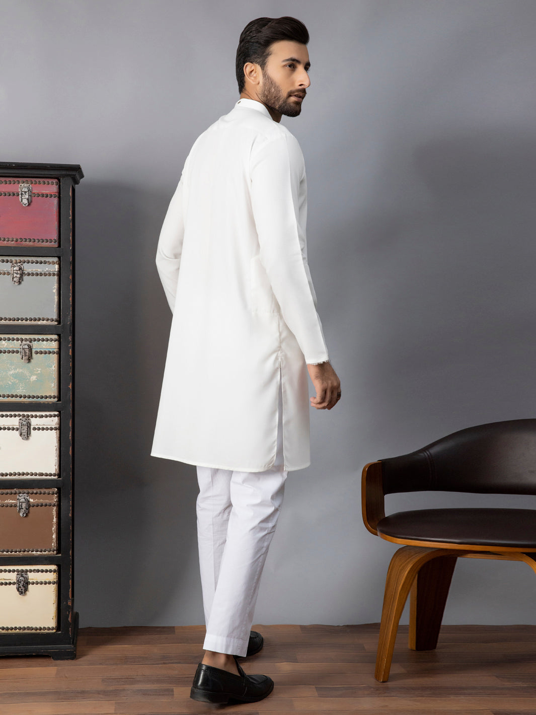 White Blended Kurta - AL-K-1085A