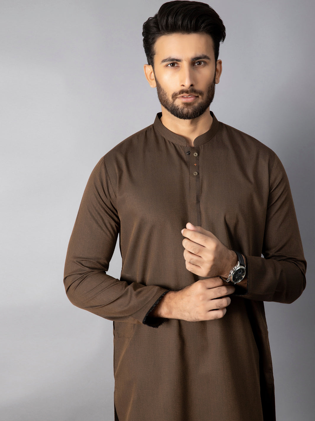 Brown Blended Kurta - AL-K-1085C