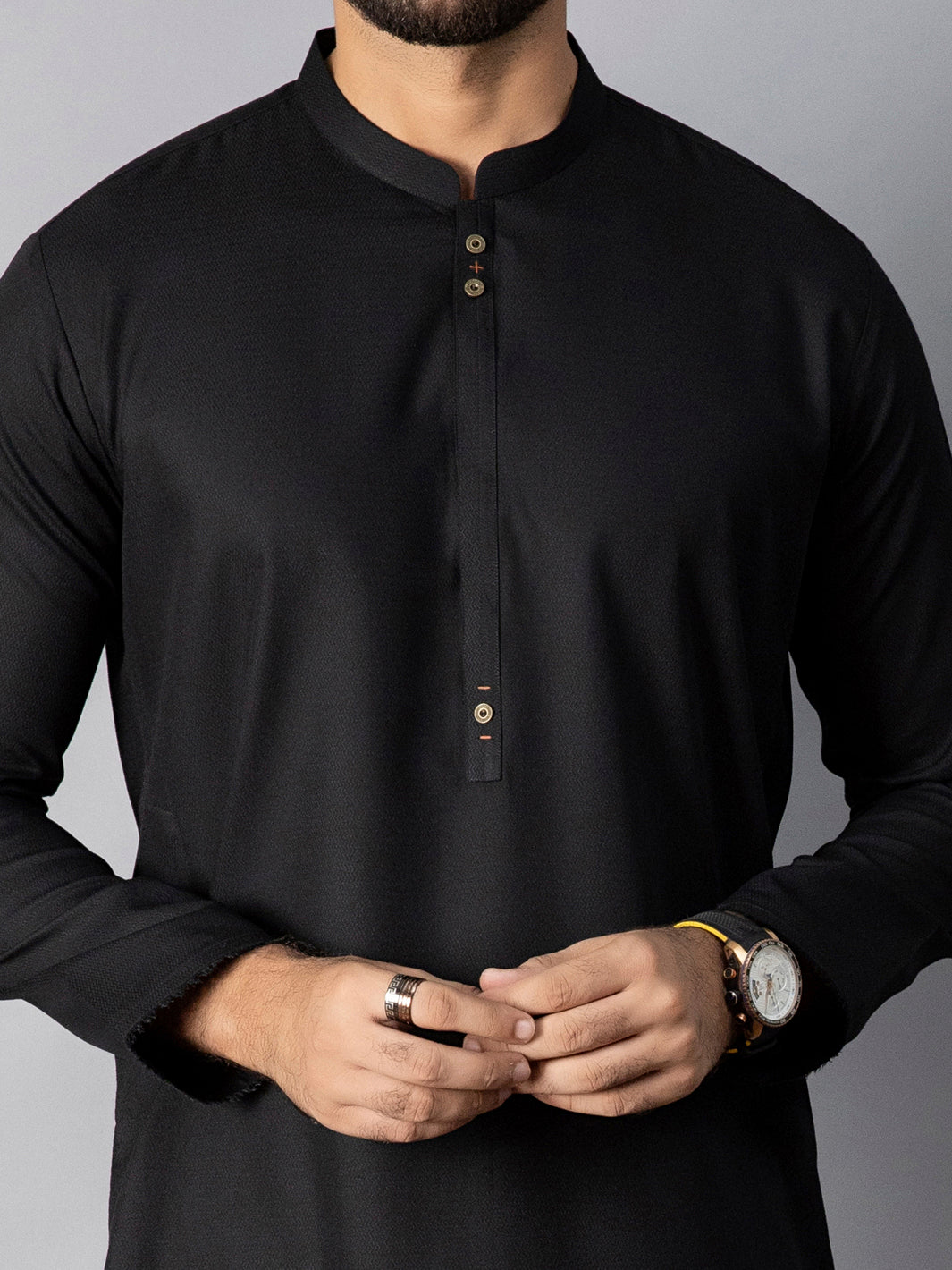 Black Blended Kurta - AL-K-1085E