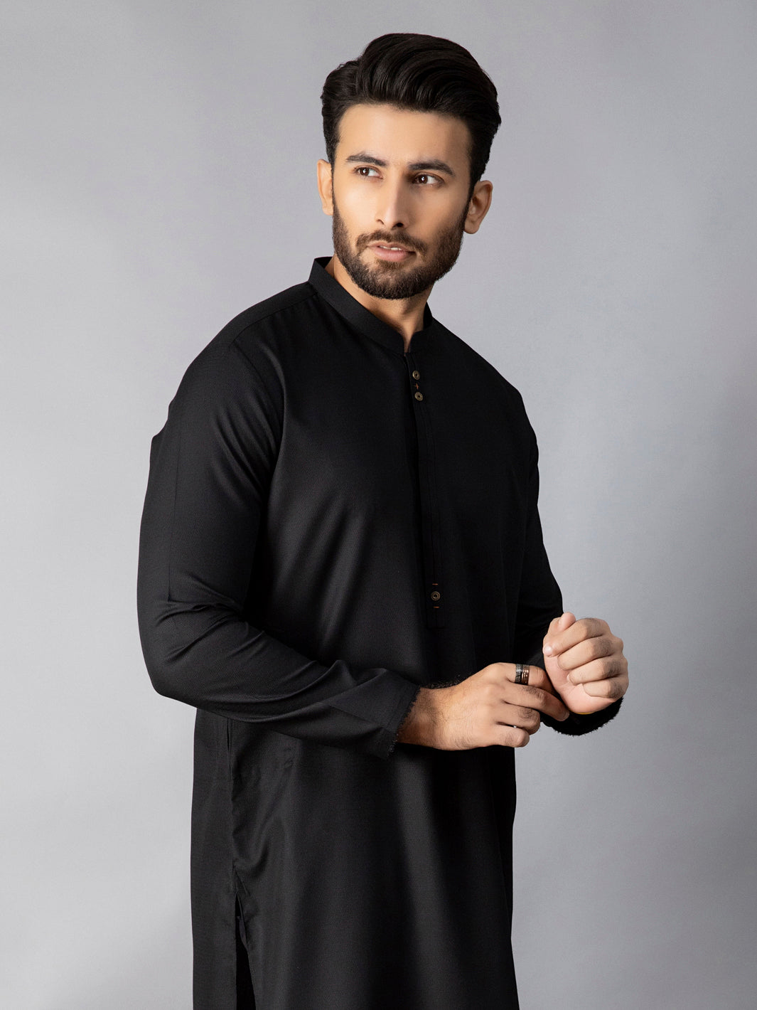 Black Blended Kurta - AL-K-1085E