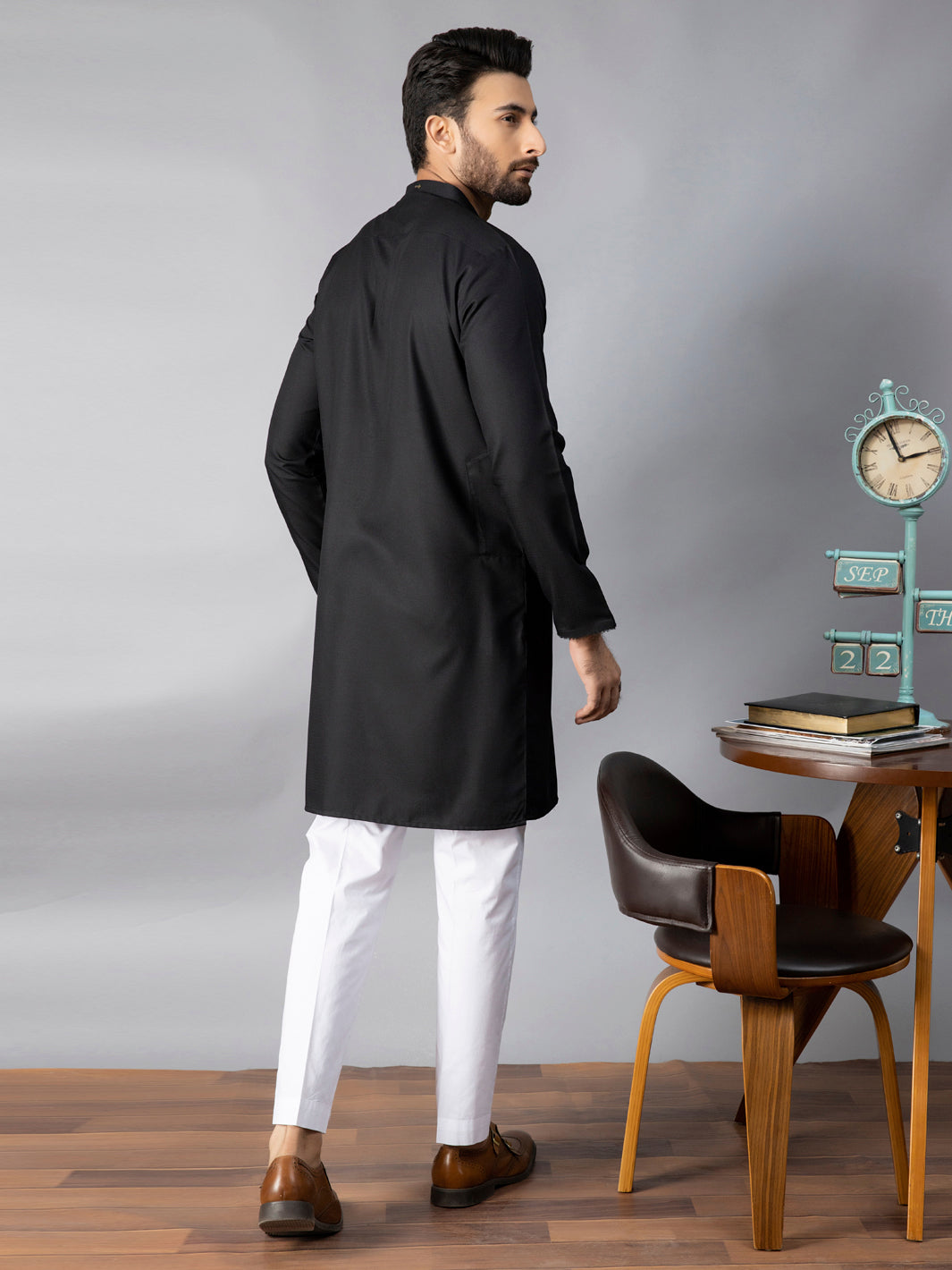 Black Blended Kurta - AL-K-1085E