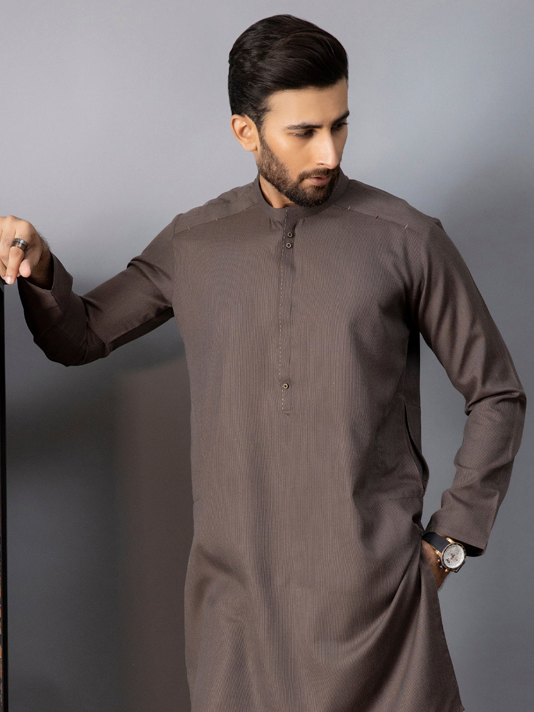 Brown Blended Kurta - AL-K-1086C