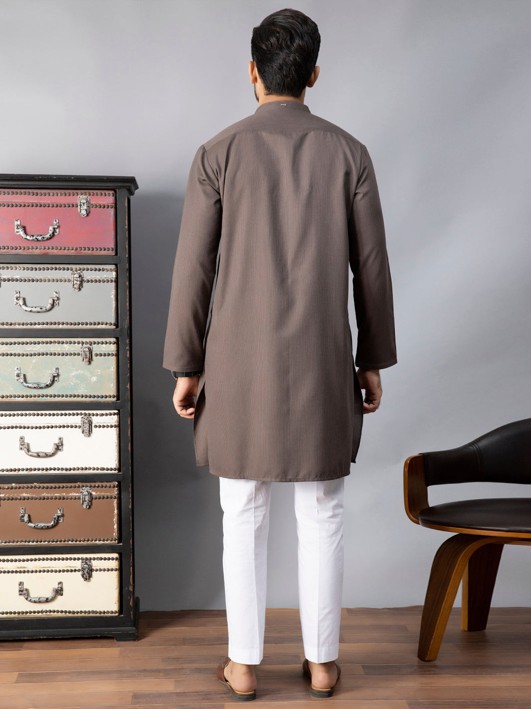 Brown Blended Kurta - AL-K-1086C