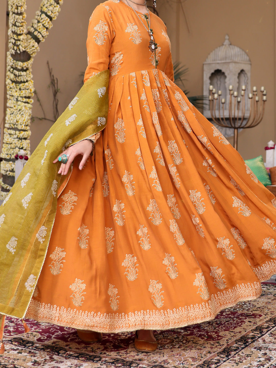 Mustard Cambric 3Pc Unstitched - ALP-3PS-1091