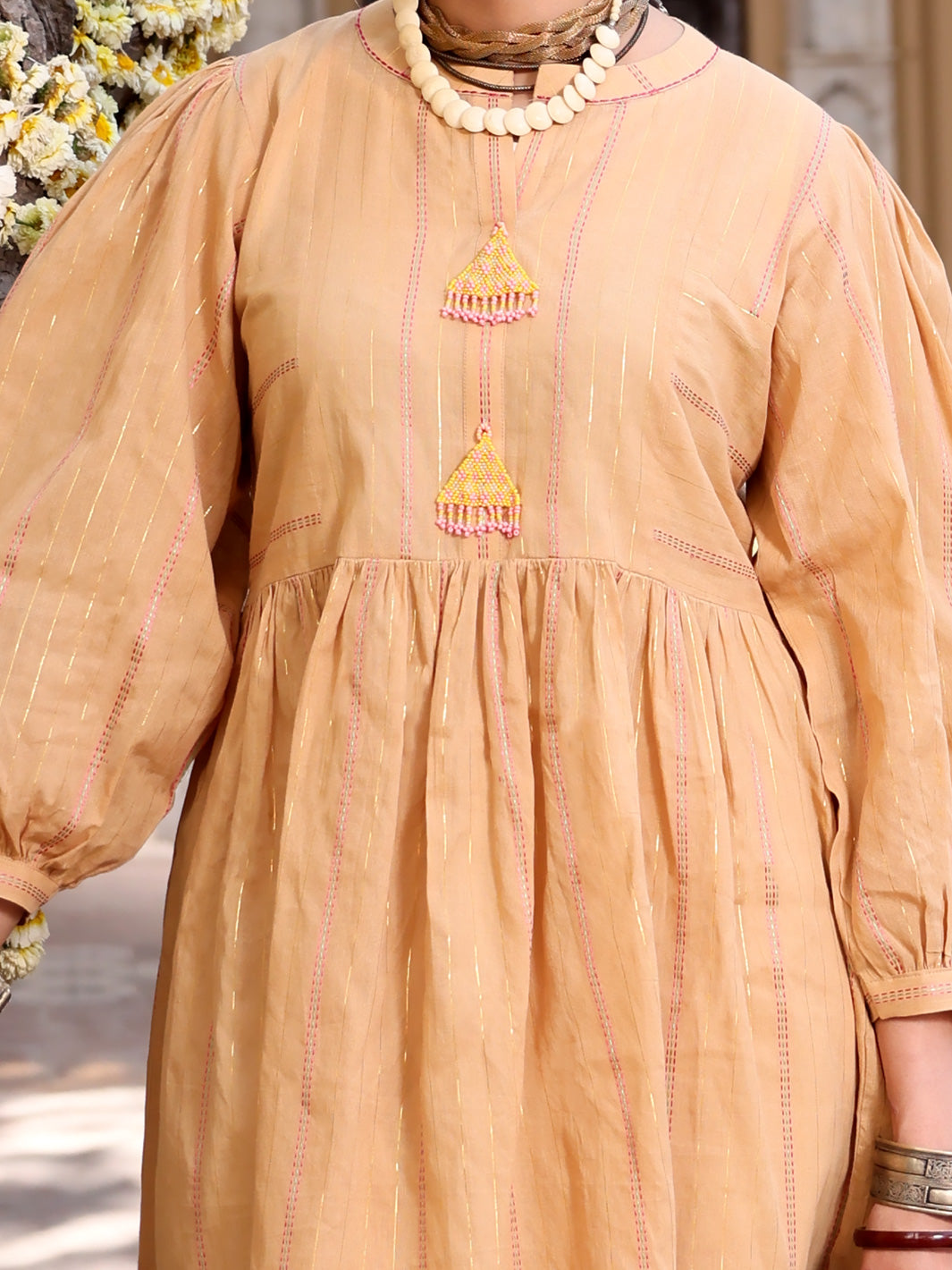 Beige Yarn-Dyed Jacquard 3 Piece Stitched - ALP-3PS-1095