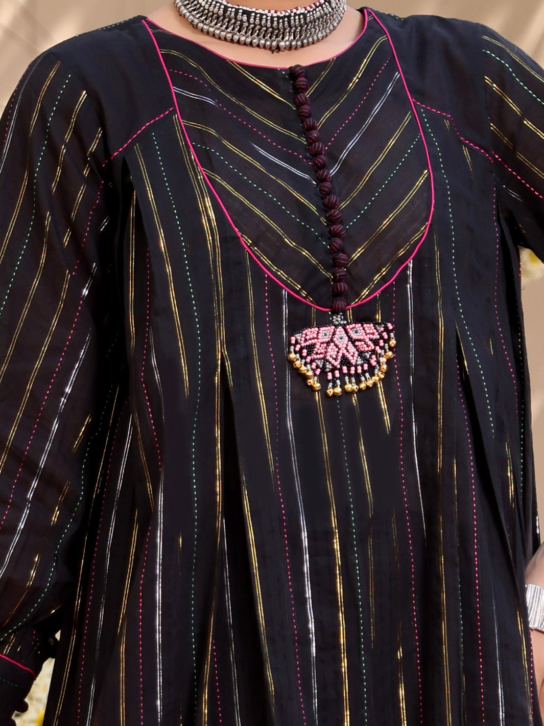 Black Yarn-Dyed Jacquard 3Pc Stitched - ALP-3PS-1097