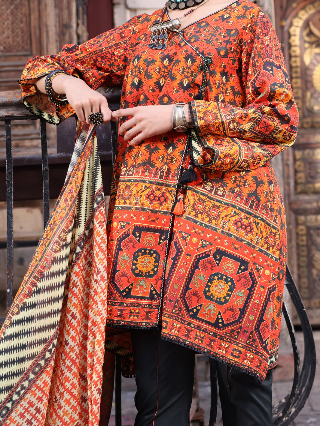 Orange Lawn 3Pc Stitched - ALP-3PS-1114