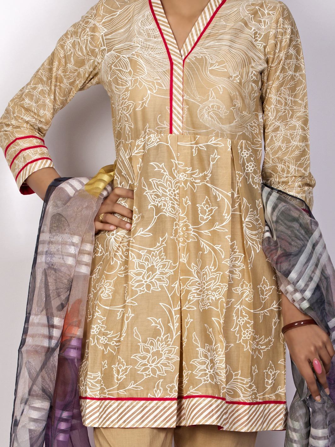 Beige Lawn 3 Piece Stitched - ALP-3PS-1127