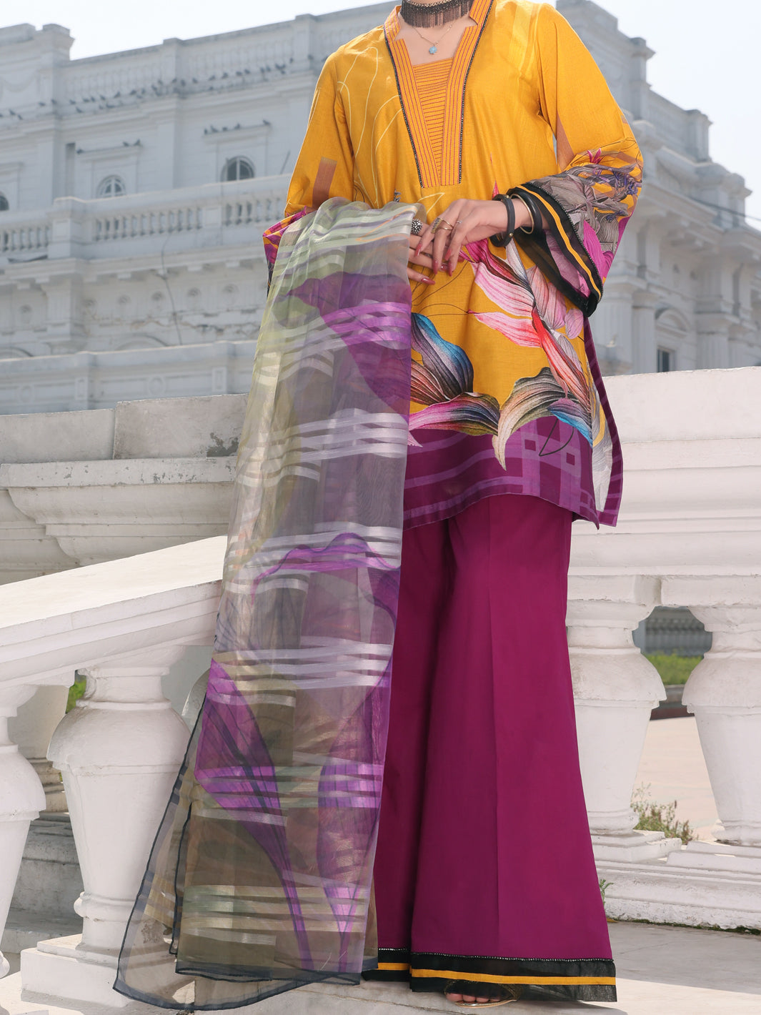 Yellow Lawn 3 Piece Stitched - ALP-3PS-1128
