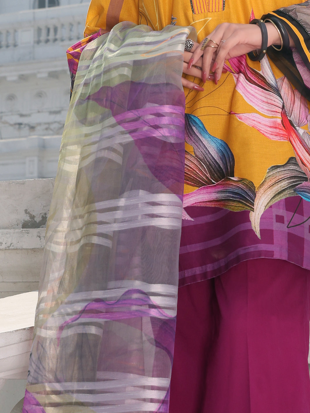 Yellow Lawn 3 Piece Stitched - ALP-3PS-1128