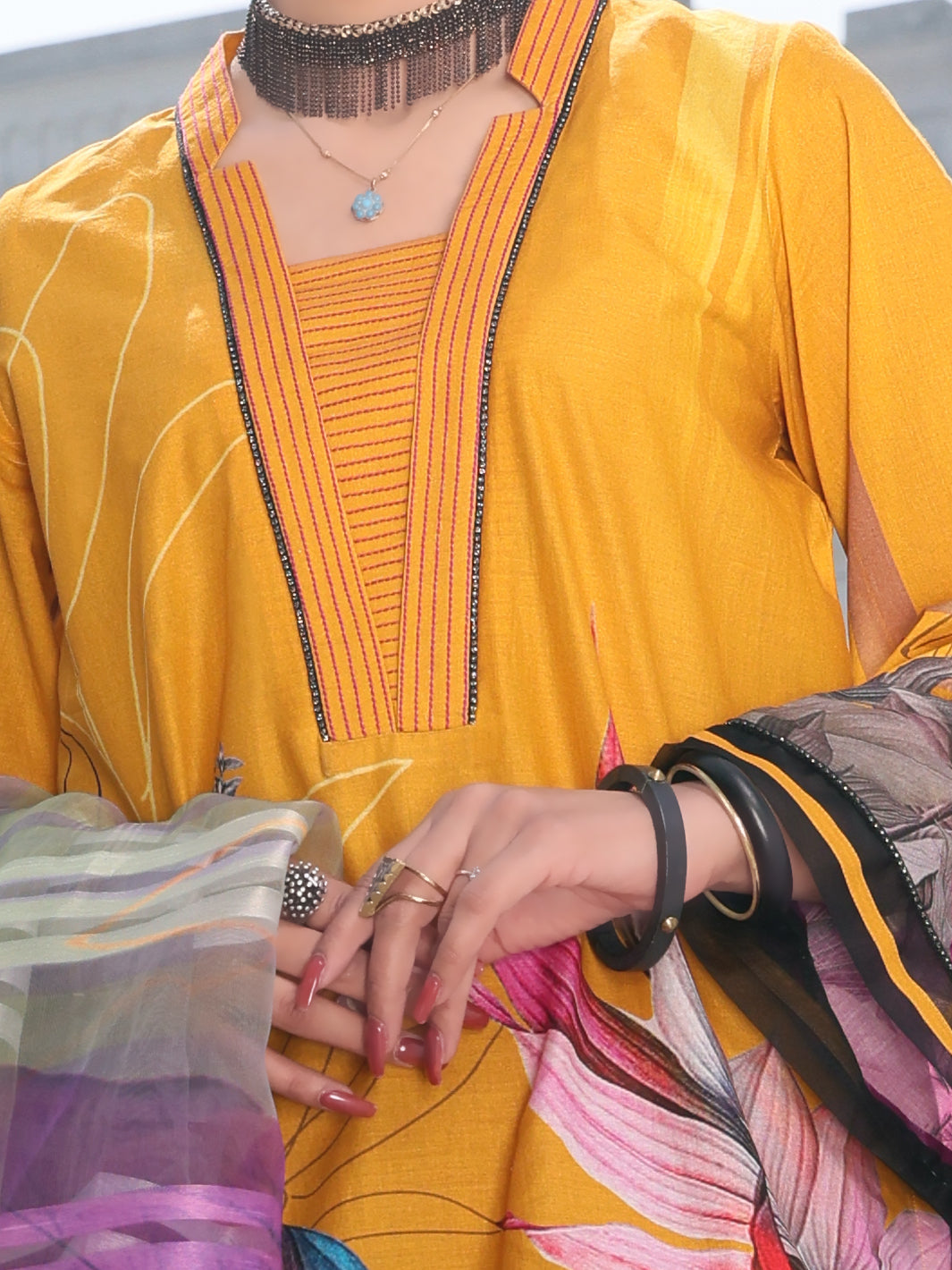 Yellow Lawn 3 Piece Stitched - ALP-3PS-1128