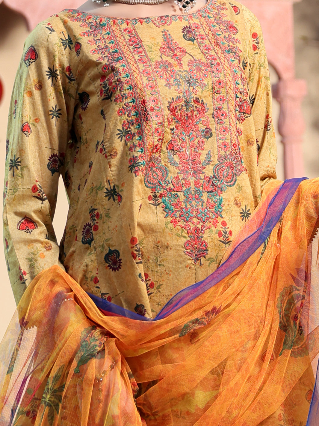 Mustard 3Pc Stitched - ALP-3PS-1132