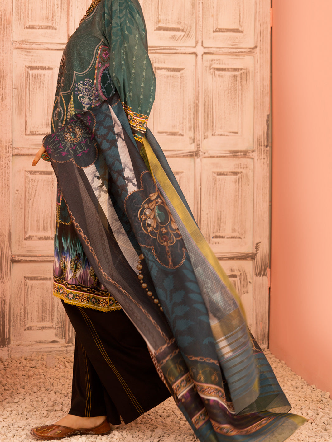 Teal Lawn 3Pc Stitched - ALP-3PS-1140