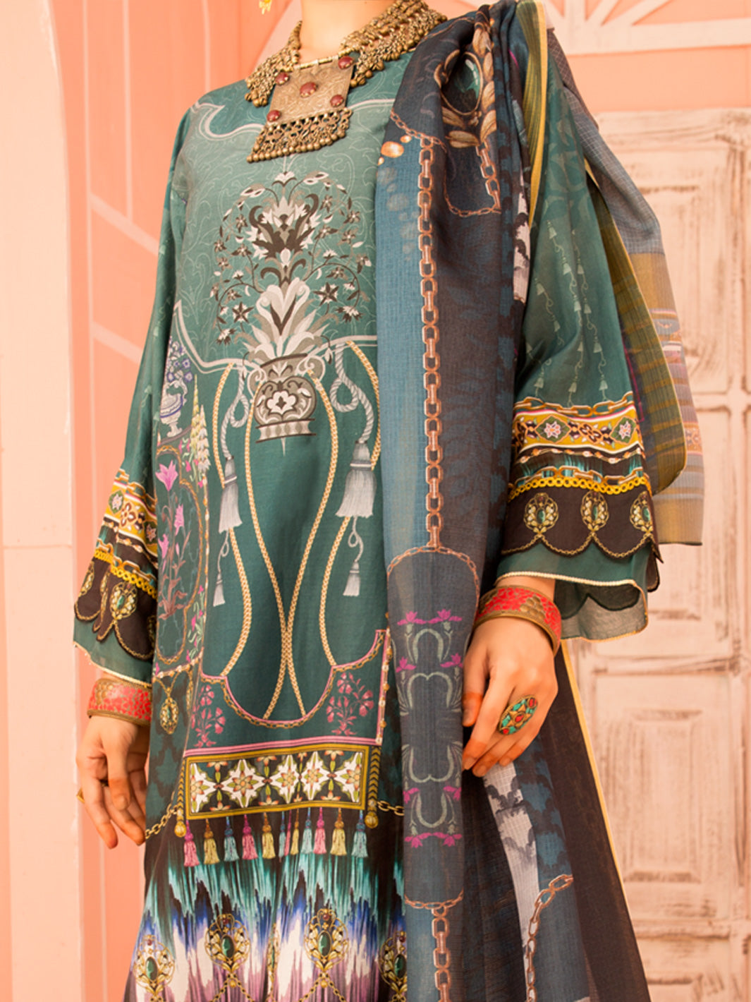 Teal Lawn 3Pc Stitched - ALP-3PS-1140