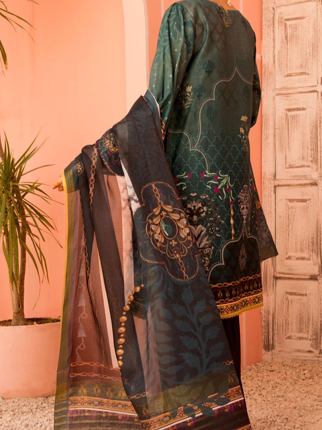 Teal Lawn 3Pc Stitched - ALP-3PS-1140