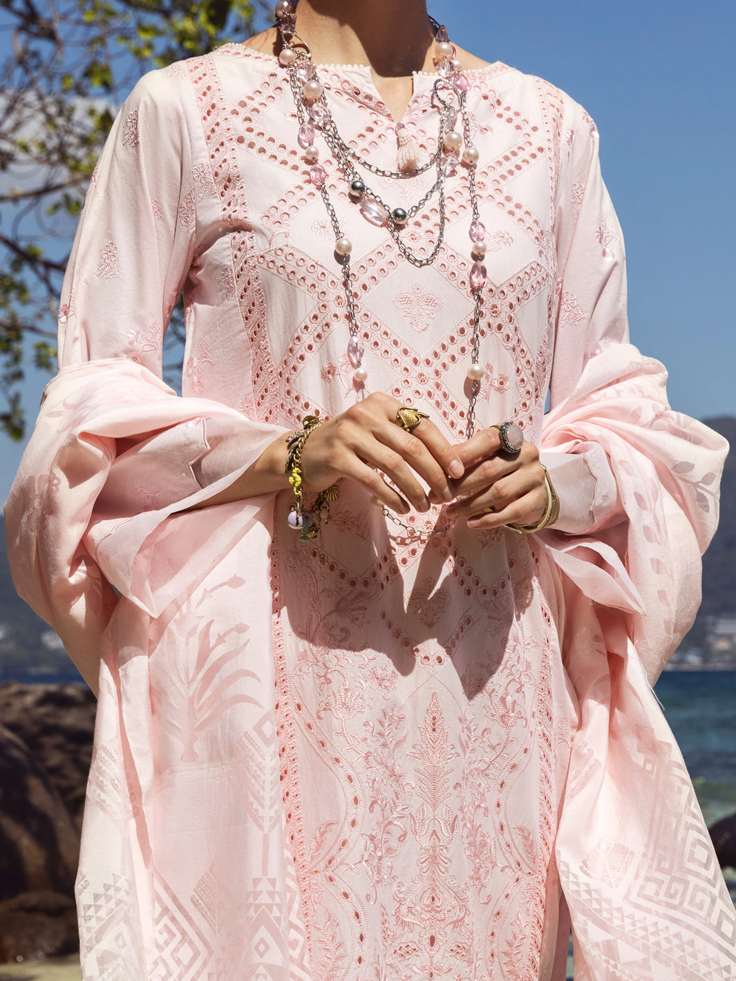 Pink Schiffli Lawn 3Pc Unstitched - ALP-3PS-1141