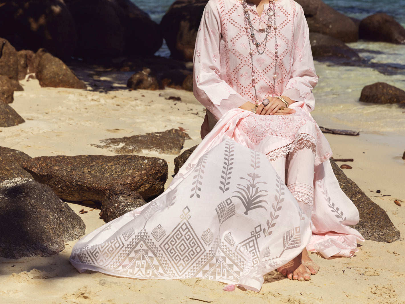Pink Schiffli Lawn 3 Piece Stitched - ALP-3PS-1141