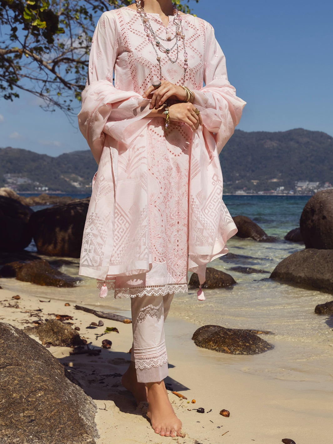 Pink Schiffli Lawn 3 Piece Stitched - ALP-3PS-1141