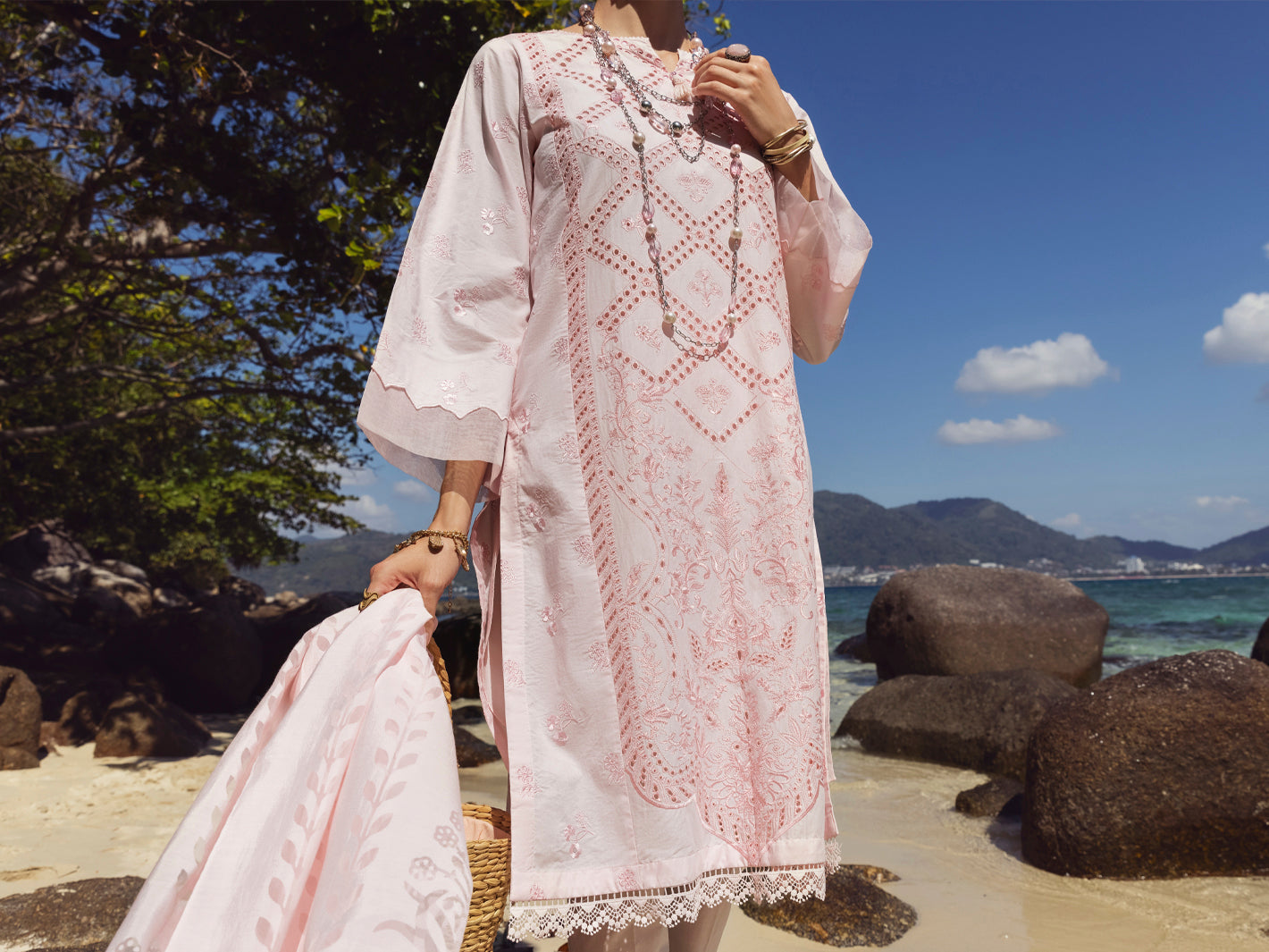 Pink Schiffli Lawn 3 Piece Stitched - ALP-3PS-1141