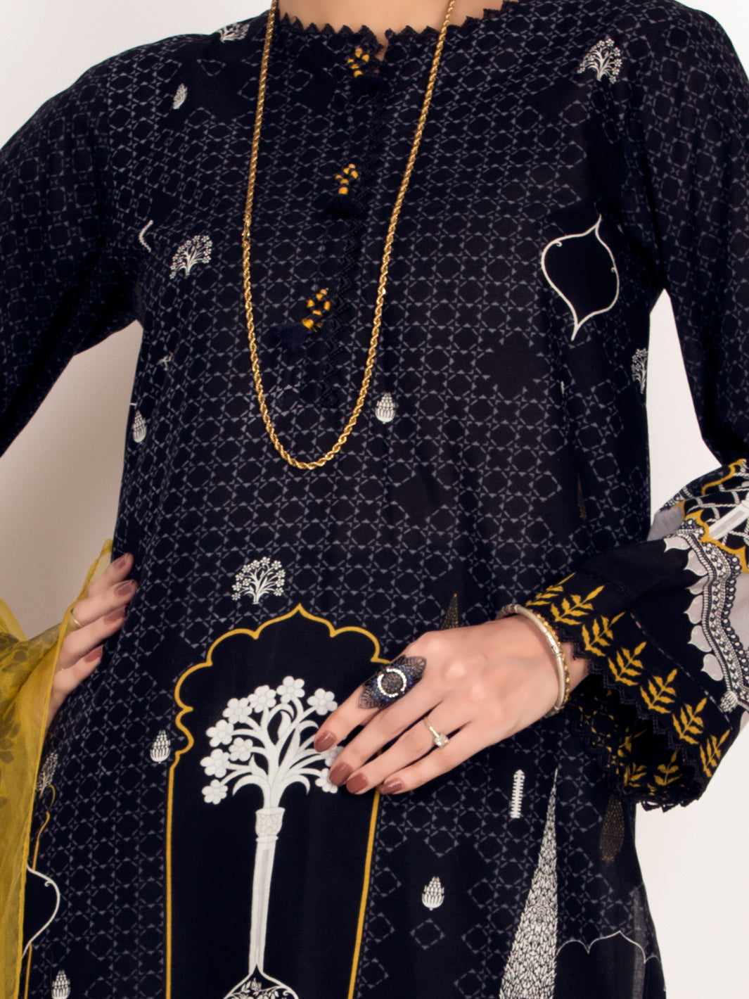 Black Lawn 3 Piece Stitched - ALP-3PS-1143