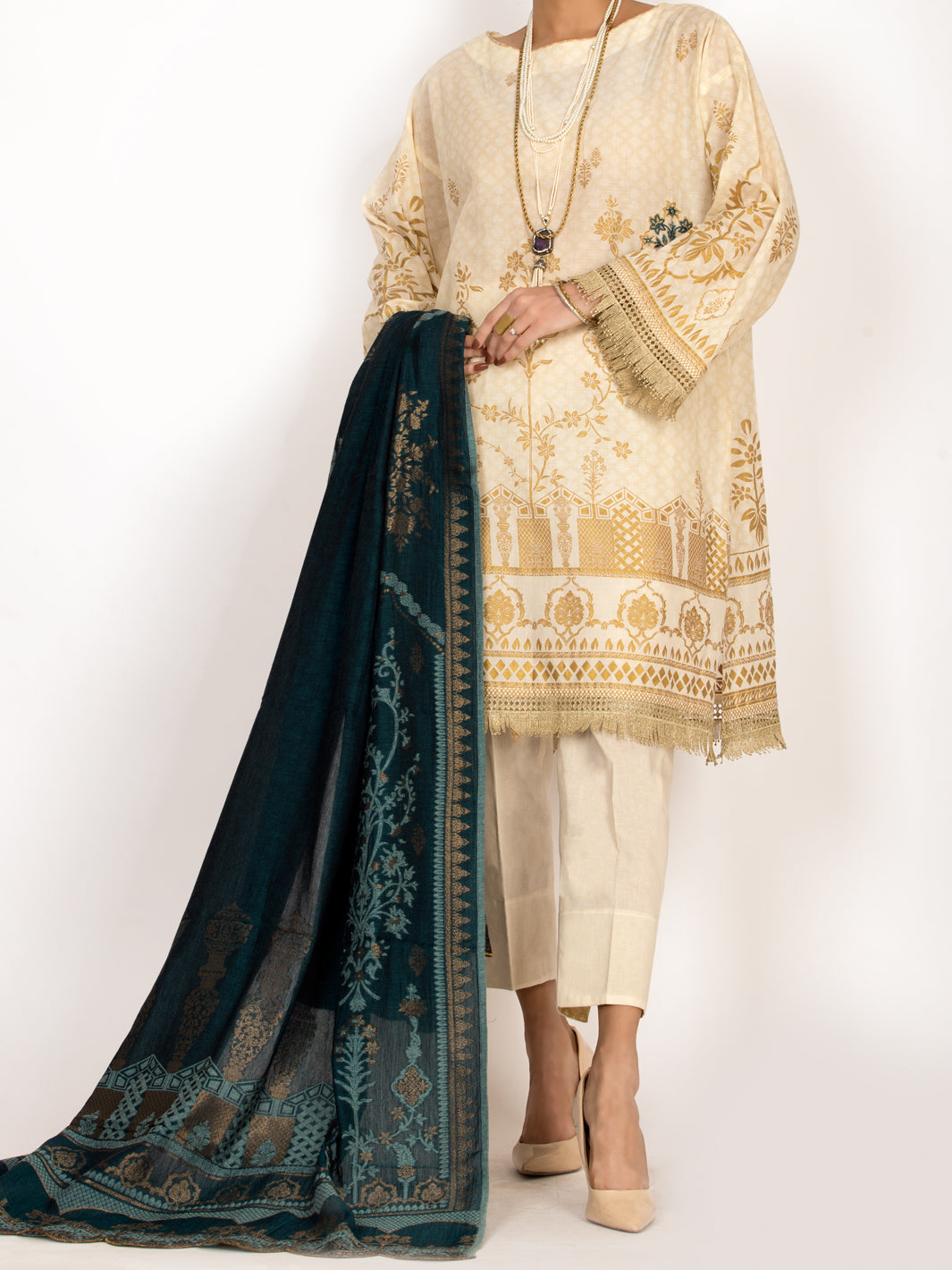 Off White Lawn 3Pc Unstitched - ALP-3PS-1145