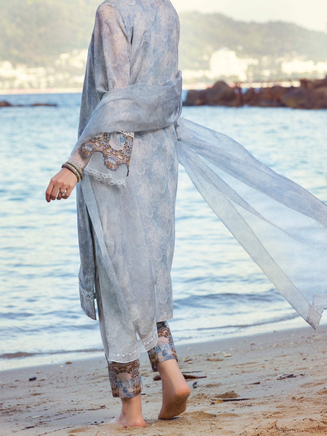 Grey Swiss Voile 3Pc Unstitched - ALP-3PS-1149