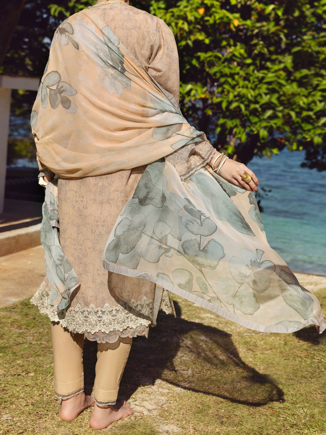 Peach Swiss Voile 3 Piece Unstitched - ALP-3PS-1150