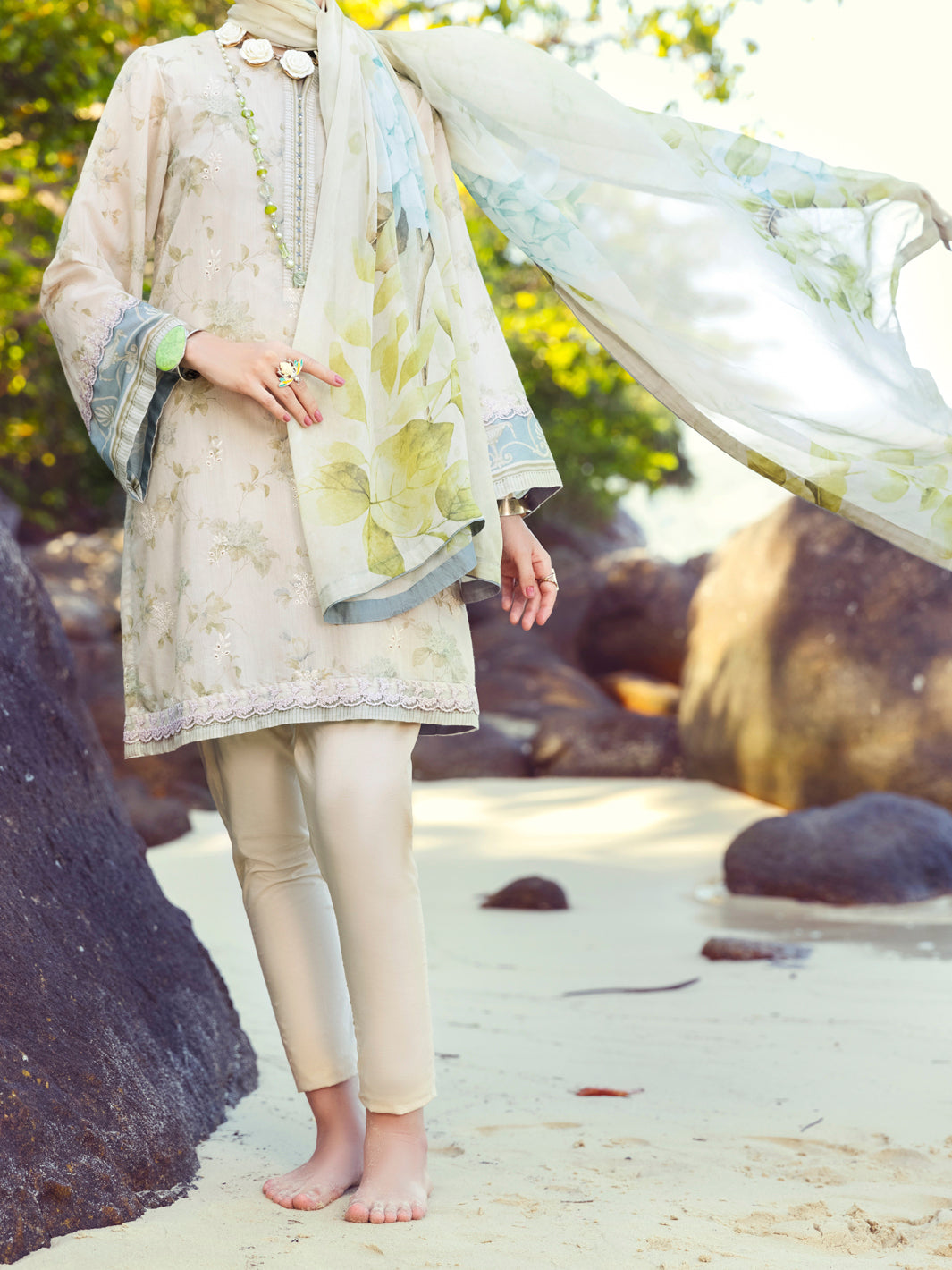 Sand Swiss Voile 3 Piece Unstitched - ALP-3PS-1151