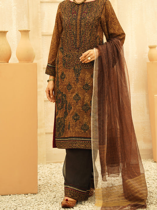 Brown Jacquard 3Pc Stitched - ALP-3PS-1164